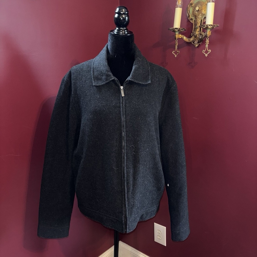 Kenneth Cole Reaction Black Charcoal Wool Blend Jacket Full Zip Coat Men Sz M